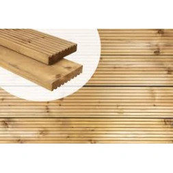 Lame de terrasse pin traité classe IV vert 145 x 27mm long 5m10