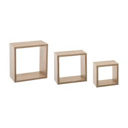 Etagère de rangement chêne - 3 pièces