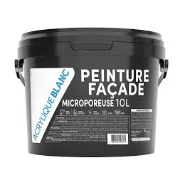Peinture façade microporeuse acrylique blanc - 10 L